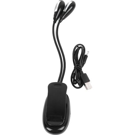 Ortviai Lampe de lecture à pince rechargeable avec double tête, réglage 360° et protection des yeux, 56 x 120 x 350 mm (1/5)