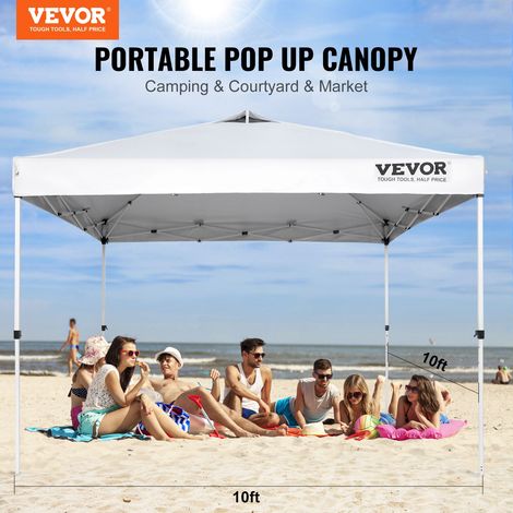 Tonnelle Pop-up 304,8x304,8 cm Tonnelle Auvent Jardin Bâche Enduit Argenté PU 250D Sac à Roulettes Portable 4 Sacs de Sable Abri So… (1/5)