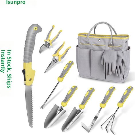 Ensemble d'outils de jardin robustes en acier inoxydable, kit jardinage domestique 8 pièces (1/4)