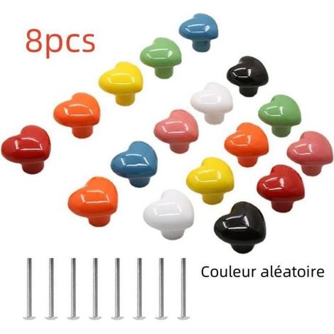 Poignée de cuisine - Céramique - Lot de 8 - Couleurs variées - Forme de cœur - Dimensions 36x40x31MM (1/4)
