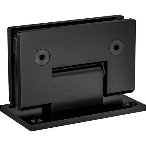 Charnières en acier inoxydable (noires à 90 degrés) pour verre, support de porte de douche robuste, fixation murale/verre sur verre (1/5)