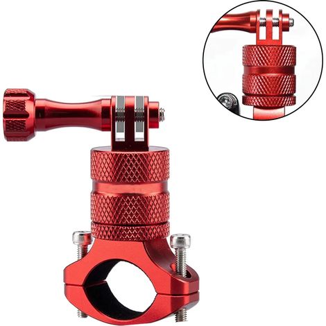 Soporte de cámara de bicicleta compatible con GoPro Soporte de manillar de bicicleta de montaña Soporte de motocicleta Soporte de cámara de acción Montaje de bicicleta (rojo) (1/4)