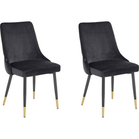 Lot de 2 chaises de salle à manger rembourrées en velours gris
