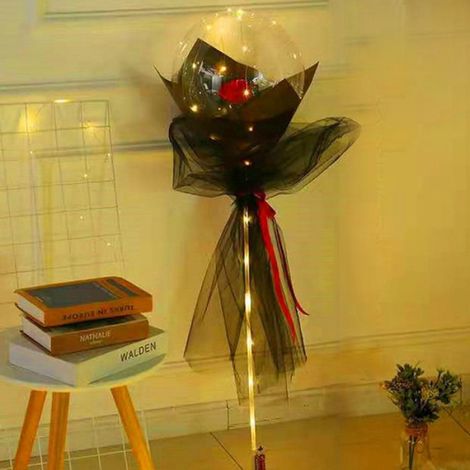 Bouquet De Roses En Ballon Lumineux - Plastique Et Led - Pour Saint-Valentin Ou Célébration - 1 Pièce (1/5)