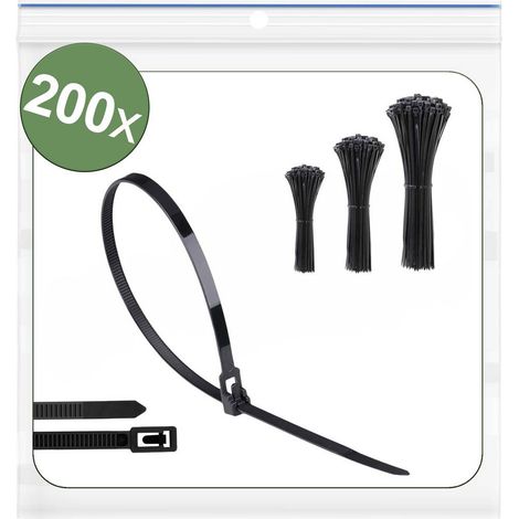 Quadrios 25CA705 25CA705 Fascetta per cavi 150 mm, 200 mm, 250 mm 5 mm Nero riutilizzabili, con chiusura a leva, Stabil