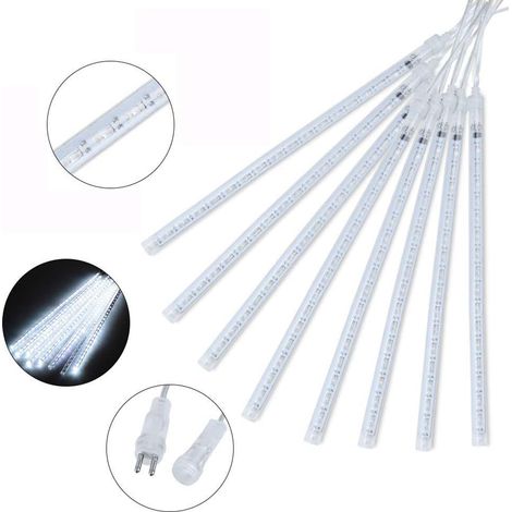 Guirlande lumineuse LED LX effet pluie de météores - blanc pur - 30 cm, 8 prises (prise européenne)