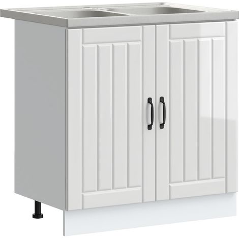 Maison Exclusive - Mobiletto per lavabo con porta Lucca 2 pcs Bianco Lucido