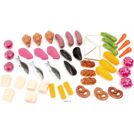 Lot de 48 Aliments Factices Variés en Plastique Soufflé pour Dinette - taille réduite