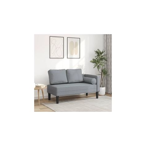 Chaise longue avec coussins gris clair tissu (1/5)