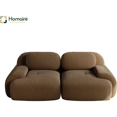 Canapé modulable en velours côtelé marron avec accoudoirs 208 x 103 x 75 cm HOMAIRE (1/4)