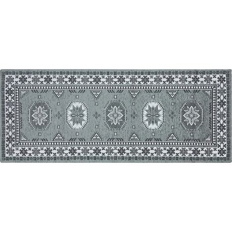 Tappeto In Morbida Ciniglia Corridoio Soggiorno Ingresso Passatoia Cucina Lavorazione Jacquard Camera Scendiletto Prodotto Italiano Antiscivolo Dis1 Grigio - 55x80cm