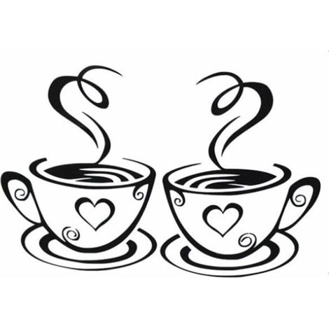 Coffee Cup Kitchen Art Wall Stickers for Home Decoration Removable Wall Decals Vinyl DIY Coffee Cup Design Stickers Wall Home Decals (C1) (1/5)