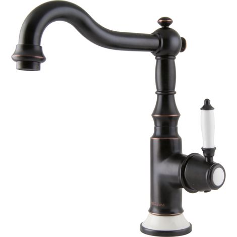 PaulGurkes Nostalgie Waschtischarmatur schwarze Küchenarmatur im Retrodesign (1/3)