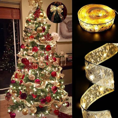 Ruban Lumineux - 20 LED - 2 M - Alimentation Piles - Pour Décoration Intérieure Extérieure - Or - Lumière Chaude (1/5)
