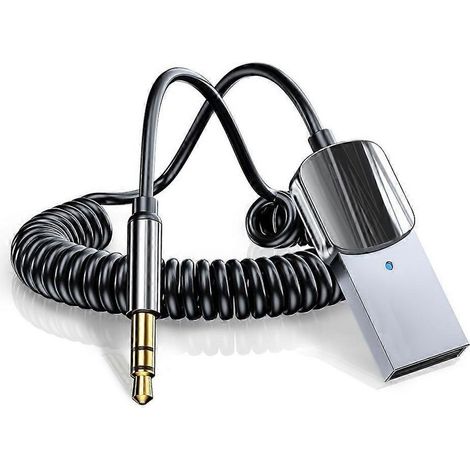 Adaptateur Bluetooth 5.0 AUX, récepteur sans fil pour voiture, kit mains libres audio USB vers prise jack 3,5 mm avec microphone et haut-parleur intégrés (1/5)
