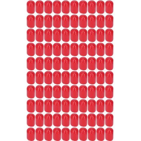 100 embouts de protection de filetage ronds et flexibles en PVC ignifugé, rouges, de 12 mm