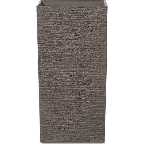 Haut Cache-Pot Marron Carré 35 x 35 x 70 cm Pot de Fleurs Robuste en Pierre et Polyrésine au Design Moderne Idéal pour Extérieur et Intérieur Beliani (1/5)