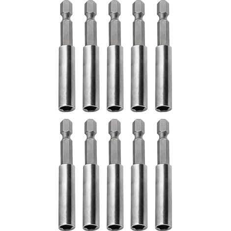 10 x Magnetic Bit Holders 1/4 Inch Hex 60mm with Quick Change System, Extension Rod for Screwdrivers, Drills and Power Tools (1/5)