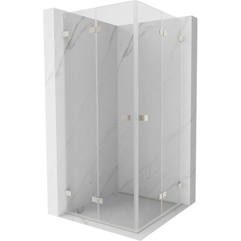 Mexen Lunar-F Duo faltbare Duschkabine 80 x 80 cm, transparent, gebürsteter Nickel - 836-080L-080P-97-00 (1/5)