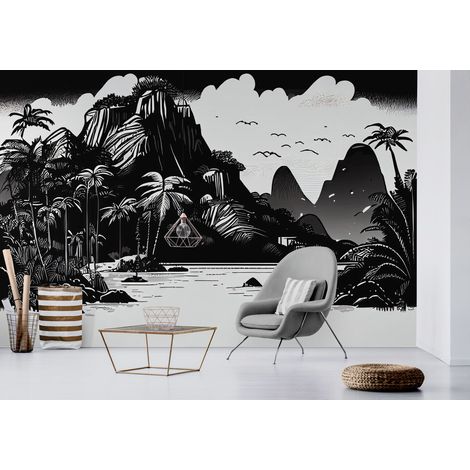 Papier Peint Noir et Blanc - Paysage Sauvage - 150 x 250 cm (1/2)