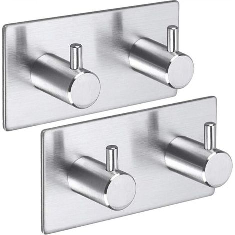 [NON UTILIZZATO] Gancio portasciugamani autoadesivo, 2 ganci da parete in acciaio inox per bagno e cucina, non è necessaria la foratura.