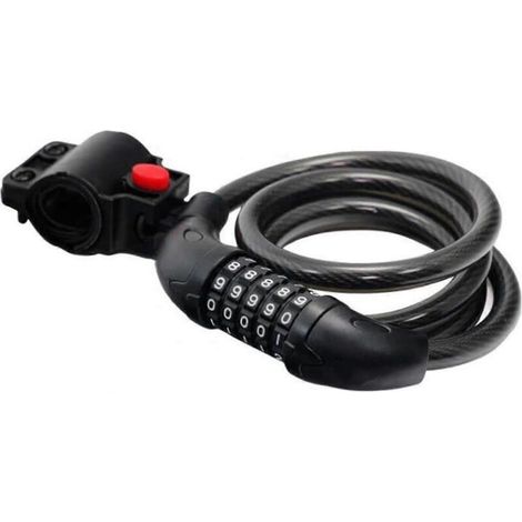 High-security cable bike lock with resettable 5-digit combination, ideal for outdoor use, 1.2 m x 12 mm (black) - AquaForge (1/5)