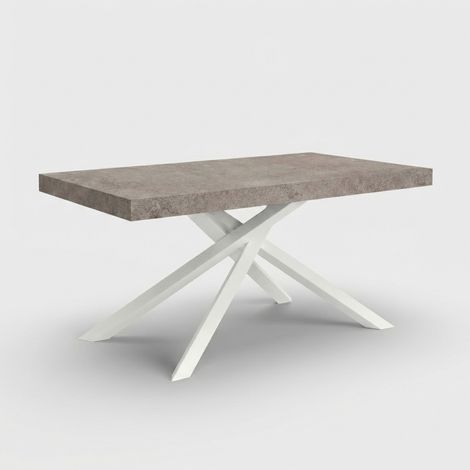 Tavolo allungabile moderno gambe bianche 14 posti 180/280x90 Shangai - Grigio chiaro