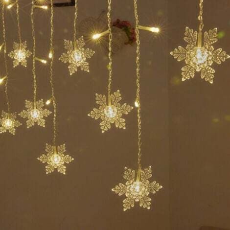 Lichterkette, Lichtervorhang, 4 m LED-Weihnachtsbeleuchtung im Schneeflocken-Design, 8 Beleuchtungsmodi, Fensterdekoration, Weihnachten, Hochzeit, Geburtstag, Zuhause, Terrasse, Warmweiß