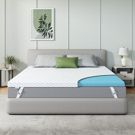 Reversible Gel Memory Foam Mattress Topper, 140 x 190 x 3 cm, Washable Cover (1/5)
