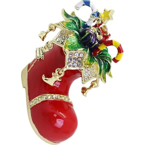 Élégante boîte émaillée en forme de botte de Noël - Solution de rangement décorative pratique pour les fêtes de fin d'année, les cadeaux et les festivals, la décoration de bureau de fête de (1/5)