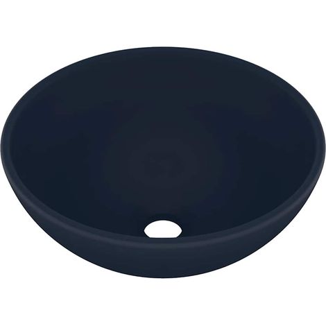 Lavabo de lujo redondo cerámica azul oscuro mate 32,5x14 cm vidaXL