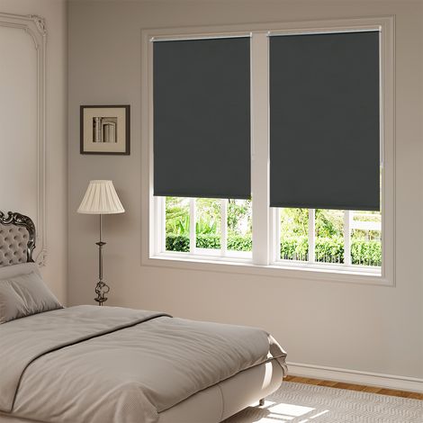 WOLTU Verdunklungsrollo ohne Bohren Klemmfix, Thermorollo Fensterrollo Blickdicht easyfix Verdunkelung Rollos, Sichtschutz und Sonnenchutz für Fenster, Tür, 80x130cm (BxH), Anthrazit (1/5)