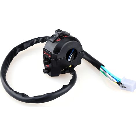 Commande gauche guidon moto 22mm commutateur klaxon clignotants feux route/croisement noir neuf (1/5)