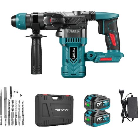 Perceuse à percussion électrique, moteur sans balais, changement rapide SDS, Ensemble de 2xBatteries-10pcs (1/2)
