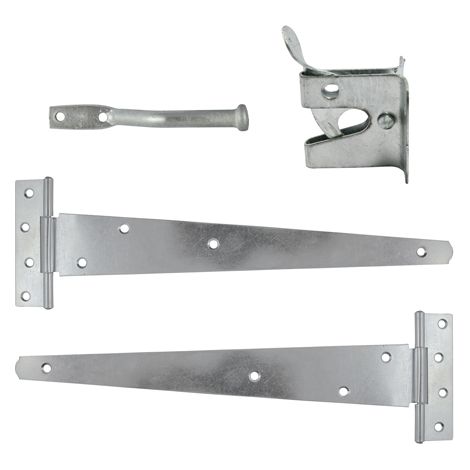 TIMCO Pedestrian Gate Kit Medium Tee Hinges & Automatic Latch Hot Dipped Galvanised - 14"