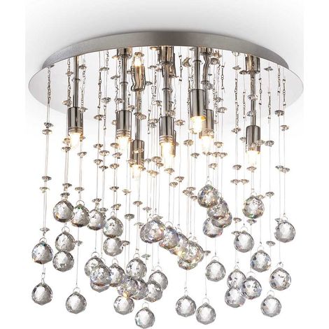 Ideal Lux Moonlight - Lámpara colgante de techo mediana de 8 luces, cromada, G9