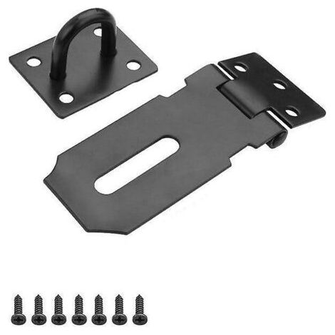 3 pouces Loquet et targette Serrure de porte Cadenas Moraillon Fermoir Loquet de porte avec vis pour porte, meuble, armoire, tiroir, placard et jardin,finition noire mate