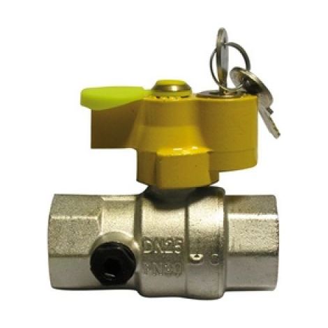 VALVOLA A SFERA GAS FF CON SERRATURA E PRESA PRESSIONE 1&quot