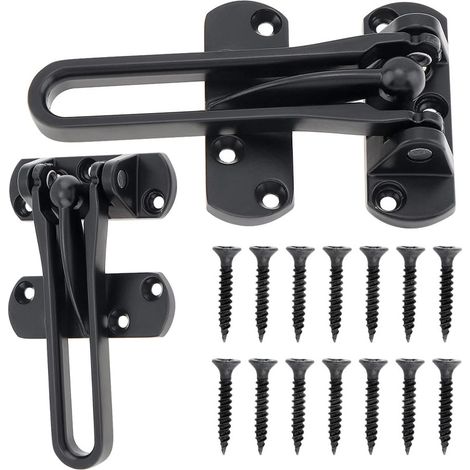 Loquet de sécurité pour porte d'entrée, levier rotatif, serrure de porte d'entrée secondaire pour maison, appartement (noir) (1/5)