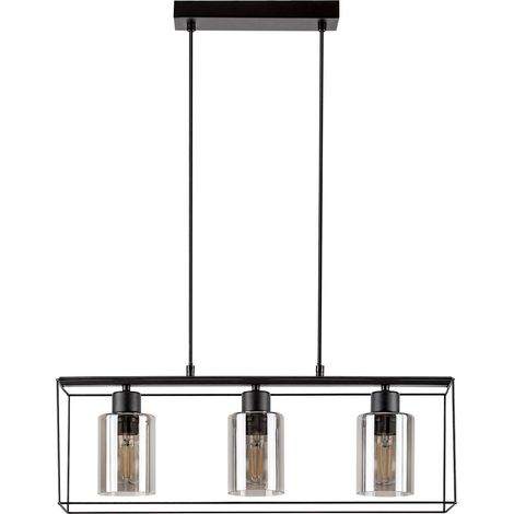 Lampe suspendue chadwick métal noir teinté e27 3 x max.25W l: 60cm b: 19cm h: 120 cm dimmable (1/5)