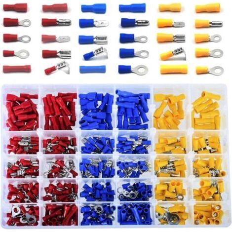 Cosses Electriques pour Voiture,480 Cosse a Sertir Incluent Bague Bullet Spade Butt Splice et Dos Piggy