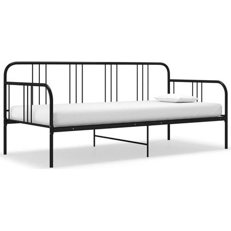 Cadre de canapé-lit en métal noir (matelas non inclus) 90x200 cm (1/5)