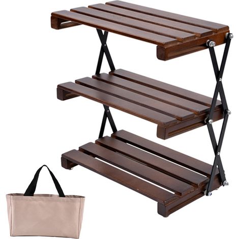 Camping Storage Rack 3-Tier Foldable Table Rack Shelf Portable Picnic Desk with Carrying Bag for Outdoor Cooking Camping Picnic Party BBQ (1/5)