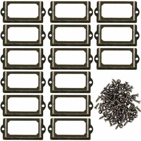 Set di 30 porta etichette in metallo per mobili, cassetti, armadi, biglietti, targhette, cornici con viti per ufficio, libreria, scaffale, bronzo, M 70 x 33 mm (1/4)