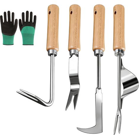 4Pcs Desherbeurs Manuel, Couteau Désherbeur Fissure avec Manche en Bois, Désherbeur pour Enlever Mousse Mauvaises Herbes, Outil de Jardin de Désherbage Manuel, Idéal pour Jardins Pelouses (1/5)
