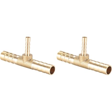 8x4x8mm Forme T Laiton Raccord cannelé Tuyau Raccord Réducteur x 2PCS 3 Way Connecteur Coupleur pour Tuyau Connexion, [Doré] (1/5)