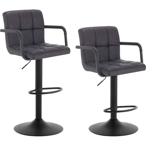 WOLTU Set di 2 sgabelli da bar con schienale, seduta in similpelle ben imbottita, gambe in acciaio, 37x51x112 cm, nero (1/5)