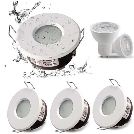 IP65 Waterproof LED Recessed Spotlight, GU10 Socket Configuration, Suitable for Bathroom and Kitchen Spotlights (Bulb Not Included) White Downlight Cutout 75mm