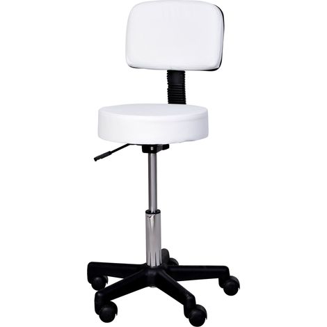 CHICFURN Silla de oficina ergonómica 35 x 35 x 84 cm, cuero blanco, respaldo y ruedas (1/5)