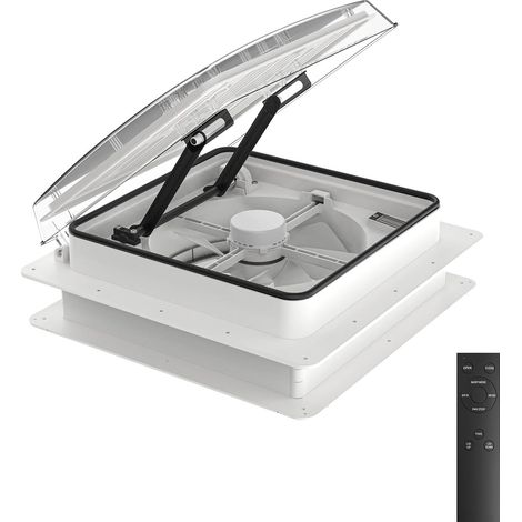 Ventilateur de Toit 12V(24V Max) pour Camping-Car, Lanterneau 400 mm avec Télécommande, Flux d'Air Réversible, Ventilation Ultra Silencieuse, Couvercle Transparent Anti-UV (1/5)